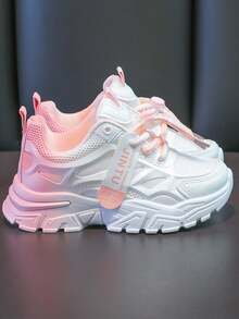 1 双女孩可爱时尚渐变色 PU 设计休闲运动鞋，适合日常穿着、上学、运动、所有季节 - 彩色 - 查看 10