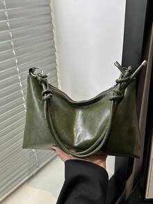 Túi đeo vai hình lưỡi liềm dệt phối màu tương phản thời trang, phù hợp để đi mua sắm, đựng ví, dành cho phụ nữ trẻ, sinh viên đại học, người mới bắt đầu sự nghiệp, các quý cô văn phòng. Cũng thích hợp cho văn phòng, trường đại học, công việc, kinh doanh, đi lại, hoạt động ngoài trời, du lịch và dã ngoại. - màu xanh lá - Xem 4