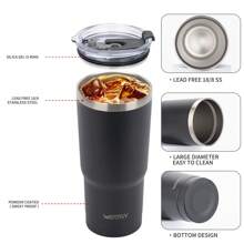 watersy 1 Stück WATERSY 20oz 40oz Thermobecher mit Deckel, doppelwandiger vakuumisolierter Edelstahltumbler, isolierter Kaffeebecher, pulverbeschichteter Thermosbecher mit Deckel, Strohhalm und Reinigungsbürste, spülmaschinenfest
