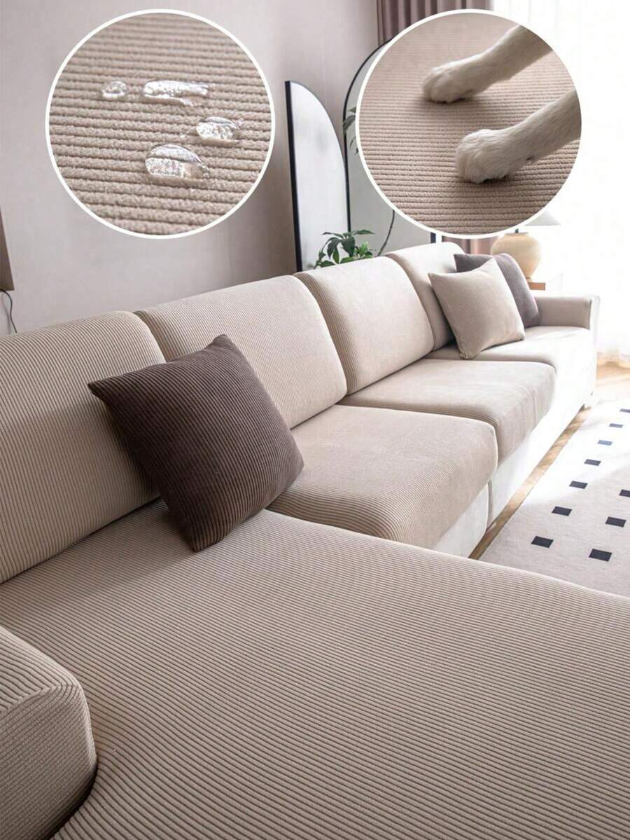 1 件防水提花通用弹力沙发垫套，现代简约风格防滑沙发套，客厅沙发保护套适合 L 型沙发和 1/2/3/4 座沙发，四季皆宜