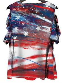 Áo thun nữ tay ngắn in hình cờ, có khóa kéo, thoải mái, kiểu dáng thường ngày. - Màu Hoa hồng đỏ - Xem 3