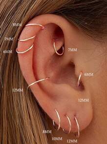 1 par de pendientes de aro de plata de ley 925 para orejas, aros simples para el piercing de orejas y nariz, aros para el labio para mujeres, uso diario para mujeres, el mejor regalo para novias, madres y hermanas