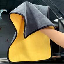 6Pcs Super Absorbent Car Wash Microfiber Towel Cloth Car Cleaning Towels Drying 30*40cm - Grey & Yellow - View 3