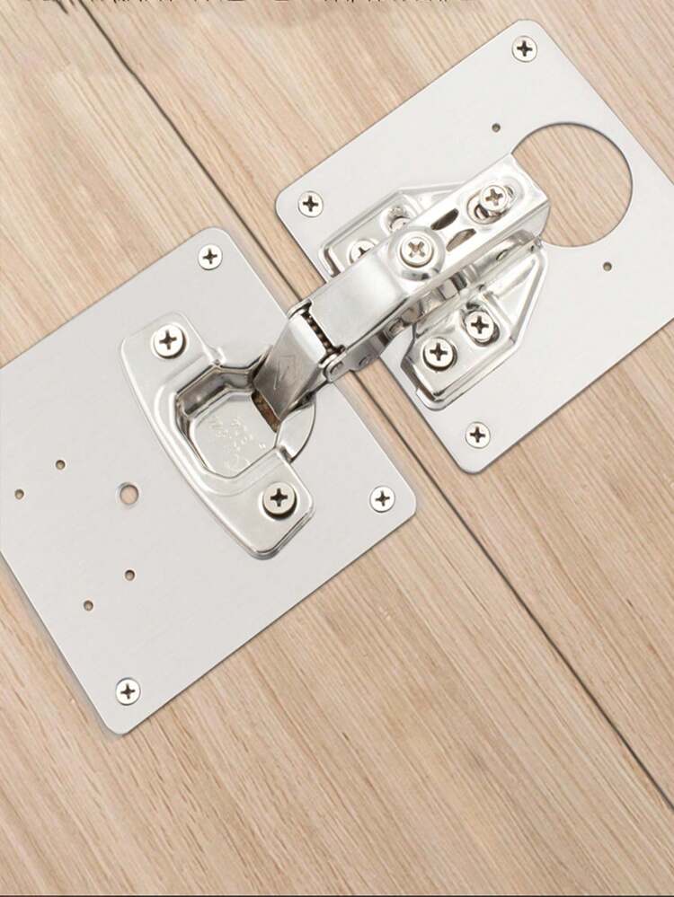 Stainless Steel Closet Door Hinge Repair Plates, Furniture Cabinet Door Hinges Fixing Installation Repair Pieces - Silver - View 4