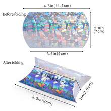 10个迷你纸盒银沙枕形礼品盒，婚礼、节日和生日派对装饰包装盒 - 鑽石銀 - 查看 2