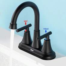 Bathroom Faucets For Sink 3 Hole, Faucet For Bathroom Sink With Pop-Up Drain & Supply Hoses, 2-Handle 360 Swivel Spout Stainless Steel Lead-Free, Centerset Faucet For Bathroom Vanity Lavatory