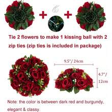 BLOSMON Flower Centerpieces For Tables Wedding: 10 Pcs Crimson Red Artificial Rose Flowers Balls Decoration - 9.5 Inch Fake Silk Kissing Floral Arrangement For Home Party Event DIY Decorhalloween - Màu Hồng Tươi - Xem 5