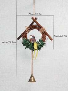 1 chiếc chuông gió trang trí hình chim, đồ trang trí treo tường bằng mây hiện đại dùng để trang trí nhà cửa, trang trí nhà cửa, trang trí phòng, trang trí tường - màu nâu - Xem 6