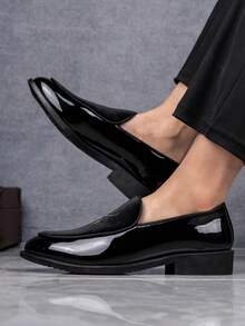 男士乐福鞋，圆头商务皮鞋，都市休闲鞋套，男士正装皮鞋，工作鞋，驾车鞋，豆豆鞋，商务皮鞋 - 黑色 - 查看 5