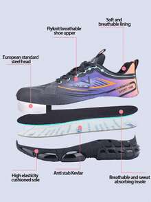 1 Pair Steel Toe Shoes Safety Shoes For Men,Lightweight And Comfortable Non-Slip Wear-Resistant Fashion Safety Sneakers,Anti-Puncture Anti-Smash Cushion Sole Sport Work Shoes,Construction Site,Gardening,Warehouse,Daily Repairs Work Trainer Safety Trainer Work Sneakers Steel Toe Trainer Steel Toe Sneakers - Purple - View 10