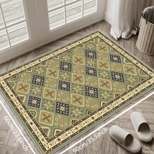 Local Rug, Retro Geometric Pattern Style Rug With Backing, Machine Washable Rug, Dot-Plastic Backed, Room Rug, Bedroom, Home Office, Kids' Room, Playroom, Kitchen, Dining Room Mother's Day Home Bathroom Decor