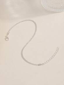 1 chiếc Lắc chân bạc sáng bóng một lớp, thời trang tối giản, đa năng, gợi cảm cho tiệc tùng, bãi biển, ngày lễ, trang phục thường ngày, quà tặng - Bạc - Xem 6