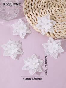 5pcs/Set Girls' Elegant White Flower Hair Clips - White - View 9