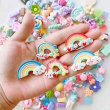 50 Pcs Charming Cute Beads Set, Bulk Mixed Style & Shape Resin BeadsCandy Shape Macaroon Color Beads For DlY Craft Making OrnamentScrapbooking - 50PC - View 4