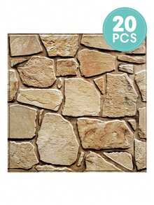 COMMOMY 1 件/10 件/20 件 3D 人造石剥离粘贴墙板，客厅 3D 墙贴，厨房、浴室、家居装饰自粘防溅板瓷砖