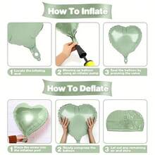 10pcs 18 Inch Olive Green Heart-Shaped Balloons (Ribbon Not Included) - Self-Sealing Foil Metallic Finish, Suitable For Birthday, Anniversary, Graduation Party Decoration, Birthday Balloons, Summer Beach Party Decoration - Olive Green - View 4