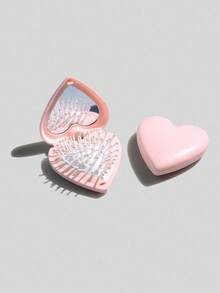 1 件便携式心形可折叠气垫化妆镜梳，心形折叠化妆镜带气垫镜和梳子，迷你口袋发刷，旅行和露营使用，家用紧凑型化妆镜。非常适合母亲节、返校季节礼物、刷子、发刷、卷发、拉直、节日必需品、旅行必需品。 - 彩色 - 查看 1