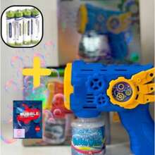 Automatic Bubble Blower Machine, Colorful, Kids Toy, Blue Red, 50ML - Blue+Battery+Refill - View 2