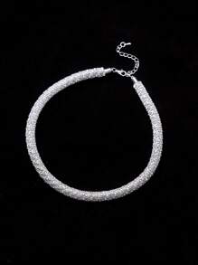 1pc Elegant Luxury Rhinestone Clavicle Chain Necklace, Glamour High-End Alluring European-American Sparkling Necklace, Suitable For Weddings, Parties, Daily Wear, Gift For Girlfriend, Wife, Mother