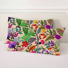 Juego de ropa de cama de 3 piezas con estampado floral colorido (1 funda nórdica y 2 fundas de almohada) de plumón suave y transpirable, adecuado para todas las estaciones