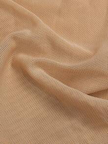 Vestido negro y dorado de manga larga y corto con detalles de malla, strass y lentejuelas, elegante para mujer, para primavera y verano, ideal para fiestas, graduaciones, cenas y festivales - Albaricoque - Ver 9