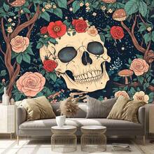 1pc Skull Pattern Decorative Tapestry, Wall Hanging For Room Decor, Home Decoration - Multicolor - View 2