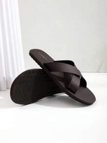 Men's Comfortable Fashion Black Slippers Cross Slippers Cool Non-Slip Lightweight Flat Casual Sandals