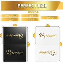 10 件装豪华金色预留桌标牌 - 双面，无需电力，黑色简约金色印花卡易于使用的纸质标牌，适用于婚礼、派对、餐厅、宴会和特殊活动 - 用于优雅而时尚的预订桌位 - 彩色 - 查看 4