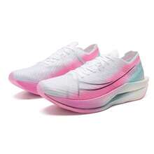 XTEP 男士运动鞋轻便透气休闲减震防滑跑步鞋，经典白 / 霓虹数码粉 / 天青色，型号 976419110088