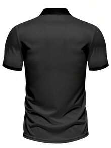 Camisa polo de manga corta con parches de talla grande para hombre, estilo casual de negocios - Multicolor - Ver 4