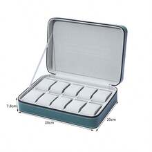 1pc Green Zipper Watch Storage Case, Grey Interior Portable Watch Zipper Pouch, Home Leather Watch Organizer Gifts Women Girls