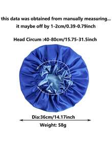 1 PC Reversible Imitated Silk Nightcap, Double Sided Satin Shower Cap Bonnet - Blue - View 5