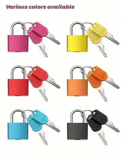 Colorful Plastic Shell Zinc Alloy Padlock With Keys, Mini Colored Lock Suitable For Backpacks, Gym Lockers, Luggage, Classroom Pairing Games, Etc. Key Lock, Metal Padlock, Combination Lock, TSA Lock, Luggage Lock, Essential For Travel And Business, Protect Your Belongings, Anti-Theft And Portable.