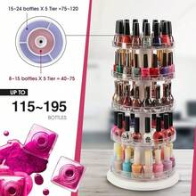 J JACKCUBE DESIGN Acrylic Rotating Nail Polish Display Stand Spinning Rack Holds 69 - 117 Bottles, 3 Tier Storage Holder Organizer Nail Polish, Makeup, Essential Oil And More - MK548B - 5Tier - View 3