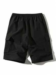 شورتات صيفية خفيفة بجيوب للرجال، بنطلون خارجي 5 نقاط قطني منفذ للهواء، كاجوال - الأسود - مشاهدة 5