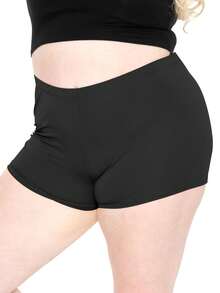 STRETCH IS COMFORT Women's And Plus Size Nylon Booty Shorts | Small - 3X - Black - View 1