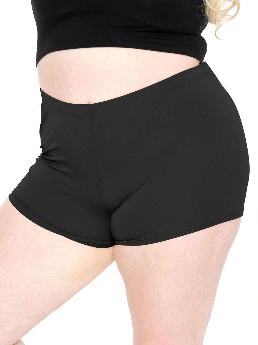 STRETCH IS COMFORT Women's And Plus Size Nylon Booty Shorts | Small - 3X - Black - View 1