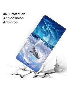 Wallet Phone Case With Dolphin Pattern, Card Slots, Stand Function, Suitable For Honor, Redmi, Gift For Couples And Friends