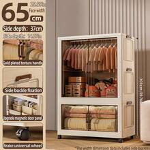 5/4/3/2/1 Layers No-Installation Folding Wardrobe, Bedroom Home Use Easy Thick Plastic Adult Rental Muti-Layer Storage Cabinet - 65 Transparent - View 19
