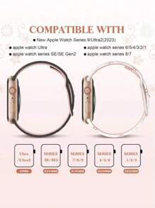 2 piezas Correa para reloj compatible con Apple Watch de 41mm, 40mm, 44mm, 45mm, 42mm, 38mm, 49mm (2024) y 46mm para mujer, con grabado de flores de dos tonos, correa de silicona suave estilo flores, regalo sorpresa para el Día de San Valentín o el Día de la Madre.