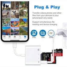 1 pieza Lector de tarjetas de almacenamiento 4 en 1 compatible con iPhone 16 Pro Max/16 Pro/16 Plus/16/15/14/13/12/11/XS/XR/8/7/6, compatible con, serie, plug and play - Blanco - Ver 7