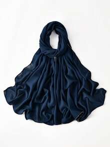 1pc Women's Fashion Chain Chiffon Long Scarf, Long Solid Color Muslim Headscarf/Hijab Shawl, Elegant Daily Casual Sunscreen - Chain Chiffon Scarf - View 16