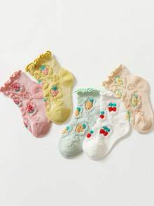 1 Pair Kids Cartoon Fruit Pattern Breathable Mesh Socks, Suitable For Boys And Girls To Wear In Spring And Summer - Multicolor - View 2