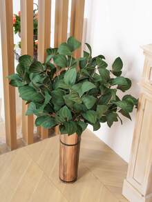 1 pieza de rama artificial con pequeñas hojas en forma de concha - Decoración interior y exterior para hogar, jardín, porche, boda, florero - Multicolor - Ver 6