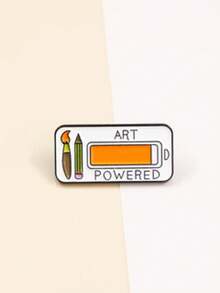 1pc Art Energy Badge - Creative Battery Design With Tool Motif & Power Stripe, Artistic Statement Accessory - Multicolor - View 4