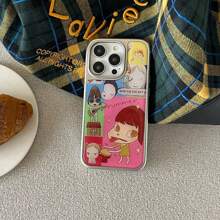 Funda de teléfono inteligente con borde plateado y rejilla de resina epoxi de colores compatible con Apple 16 Pro Max/ 15 Pro Max/ 14 Pro/ 13 Pro/ 13