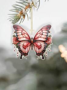 1pc Acrylic Butterfly Pattern Car Rear View Mirror Hanging Decor, Suitable As Gift, 2D Flat Pendant For Car, Home Decor, Keychain And Other Decorations - Multicolor - View 6
