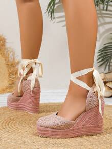 Women's D'ovsay Wedge Sandals, Woven Ankle Strap Sole Shoes, Casual Thick Bottom Summer Sandals