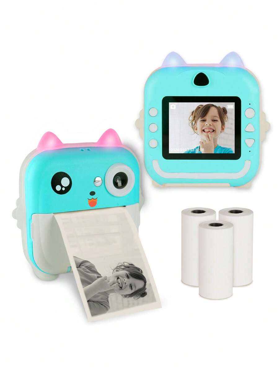 Shimy Kids Instant Print Camera With 3 Rolls Of Paper - Blue - View 1