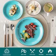 vancasso 16 Piece Porcelain Dinner Set Vintage Look Turquoise Ceramic Plate Set With 4 Piece Dinner Plate,Dessert Plate,Bowl,Mug Set - 綠松石 - 查看 3
